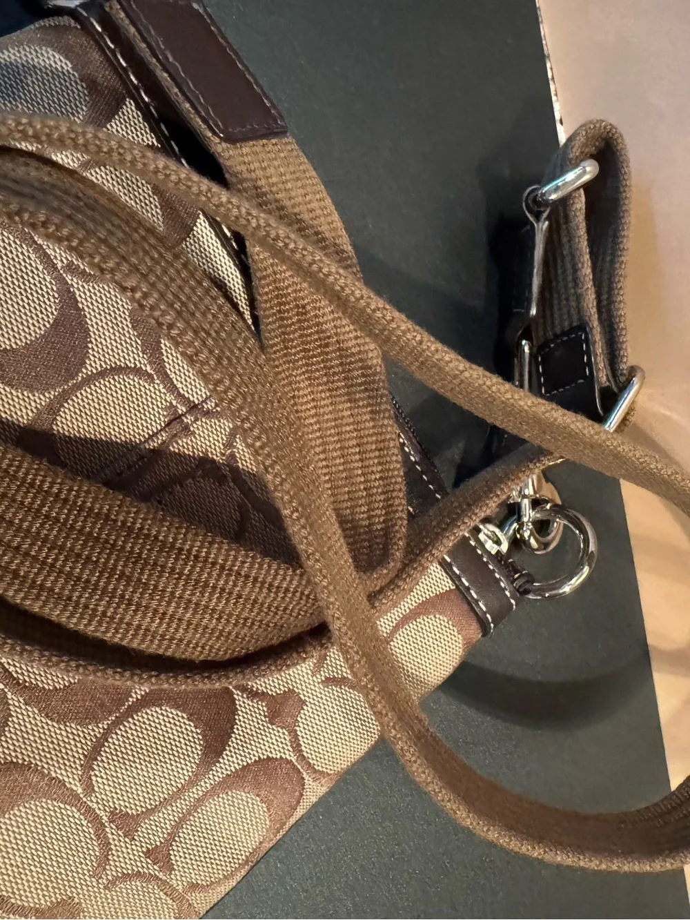 Vintage Coach Signature Crossbody Bag in Brown/Tan